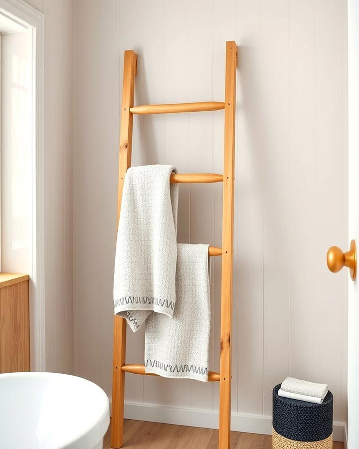 Wooden Ladder Towel Racks - 25 Scandinavian Bathroom Ideas