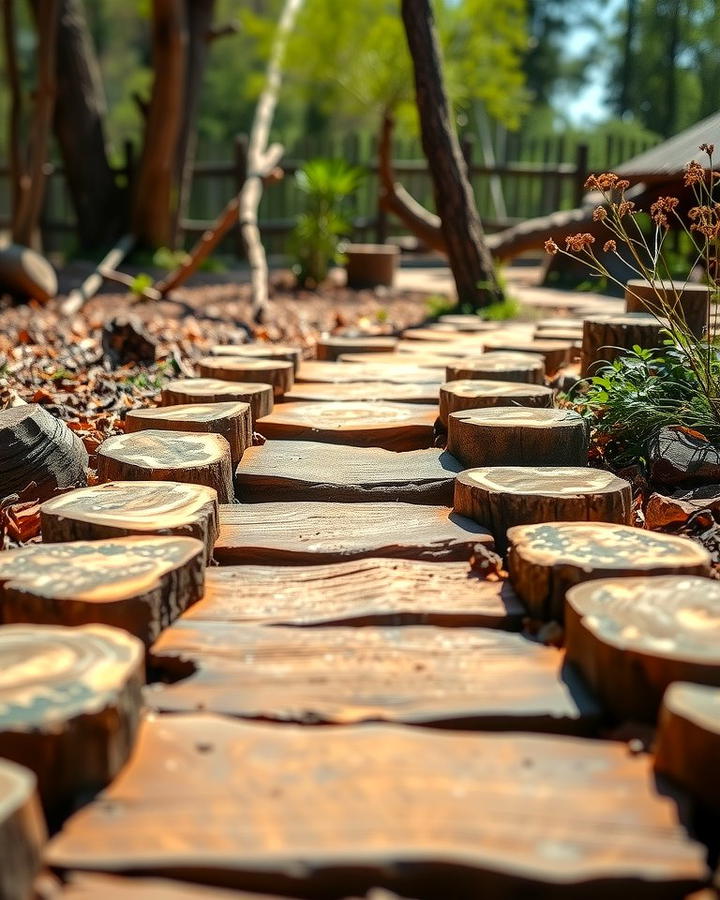 Wooden Log Stepping Stones - 30 Stepping Stone Walkway Ideas