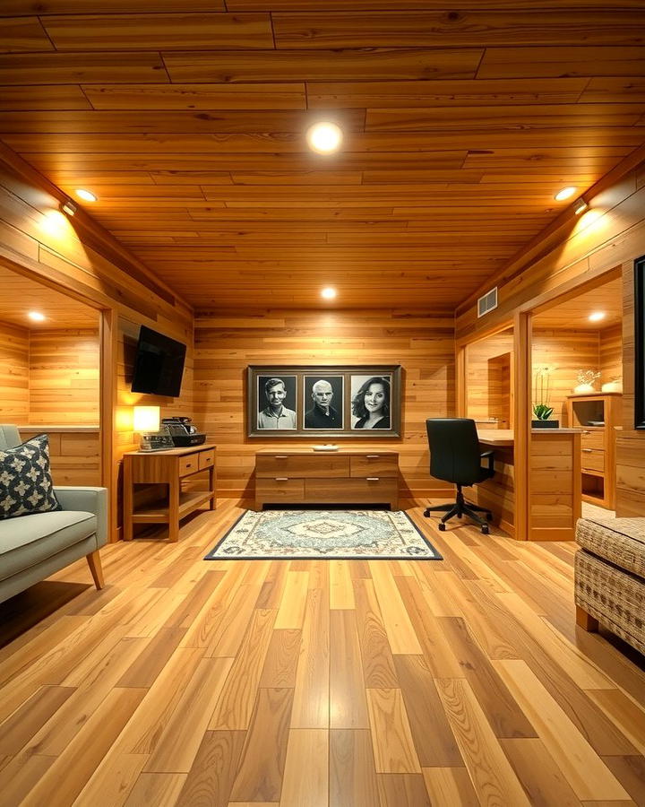 Wooden Paneling for Rustic Warmth - 30 Basement Wall Ideas