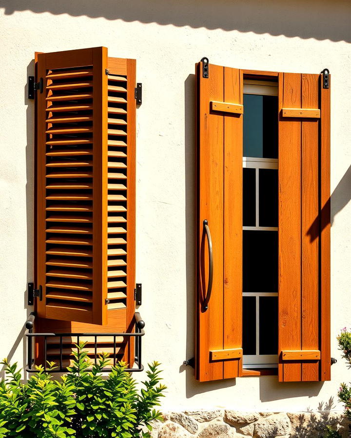 Wooden Shutters for Rustic Charm - 30 Mediterranean House Exterior Ideas