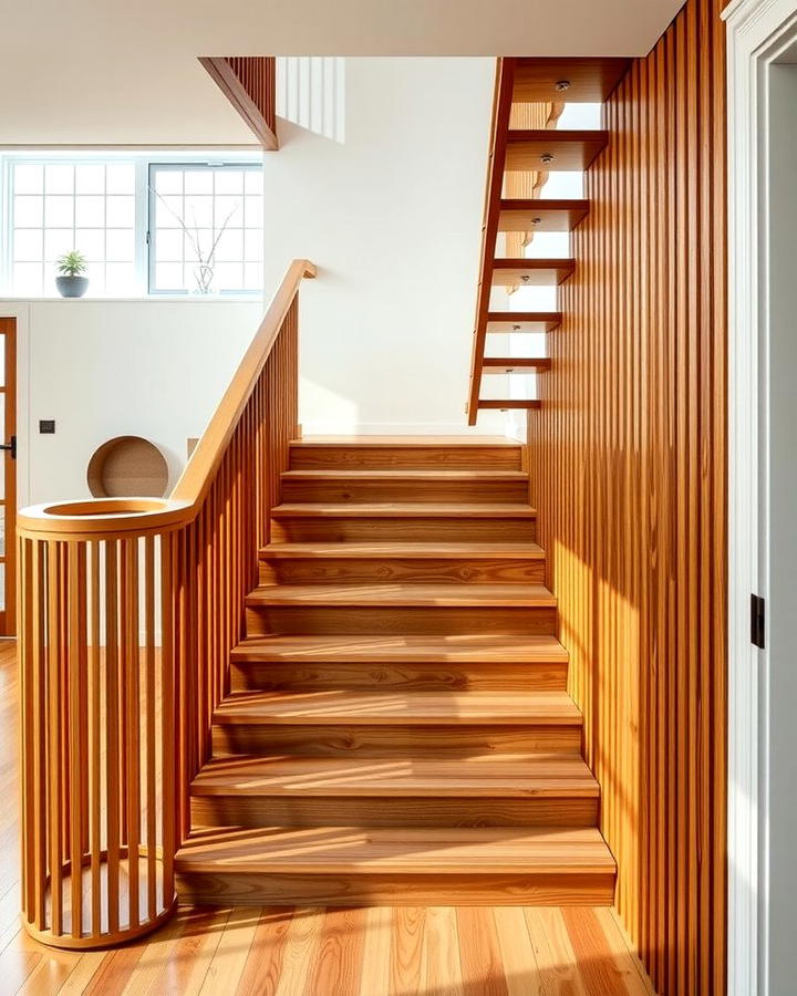 Wooden Slat Accents - 30 Open Staircase Ideas