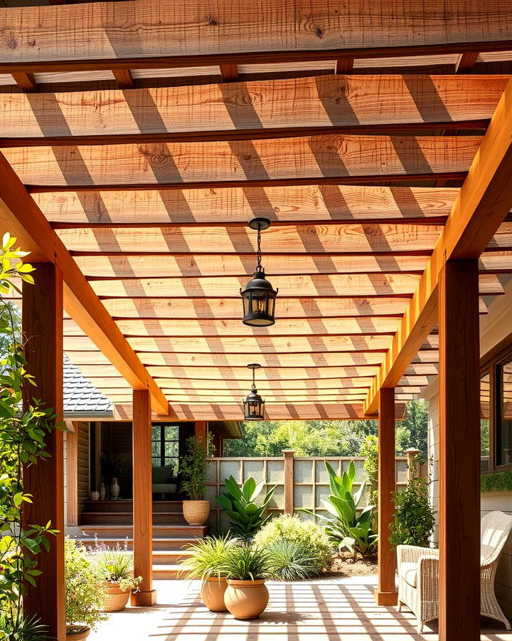 Wooden Slat Covers - 25 Pergola Cover Ideas