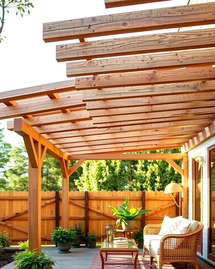 Wooden Slats for a Rustic Charm - 25 Pergola Roof Ideas