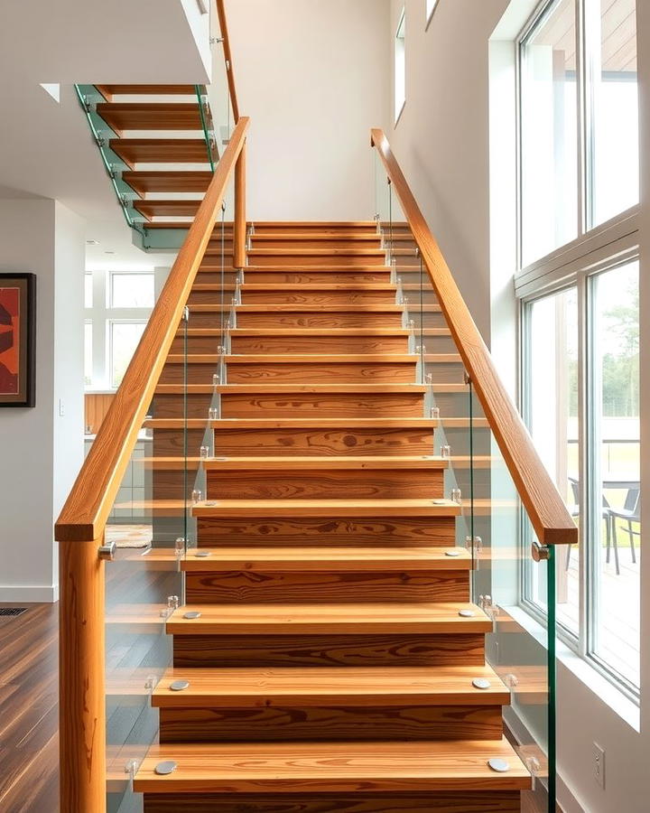 Wooden and Glass Combination - 30 Open Staircase Ideas