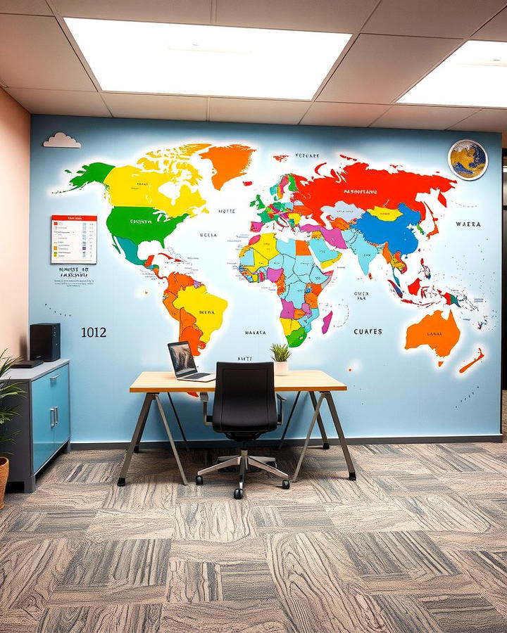 World Map Murals for a Global Perspective - 25 Office Wall Murals