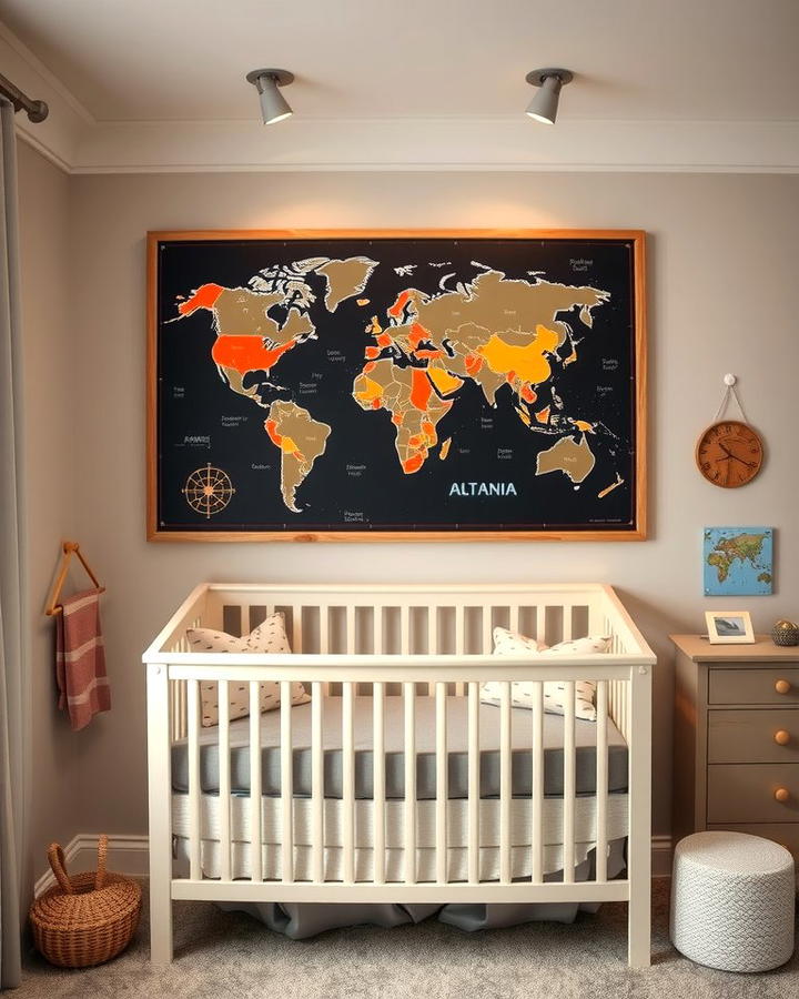 World Map Wall Art - 25 Nursery Wall Decor Ideas