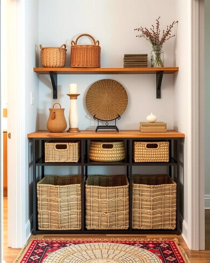 Woven Basket Storage - 30 Boho Hallway Ideas