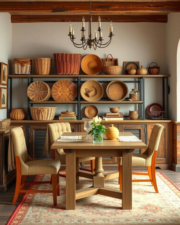 Woven Baskets as Storage - 30 Rustic Dining Room Ideas
