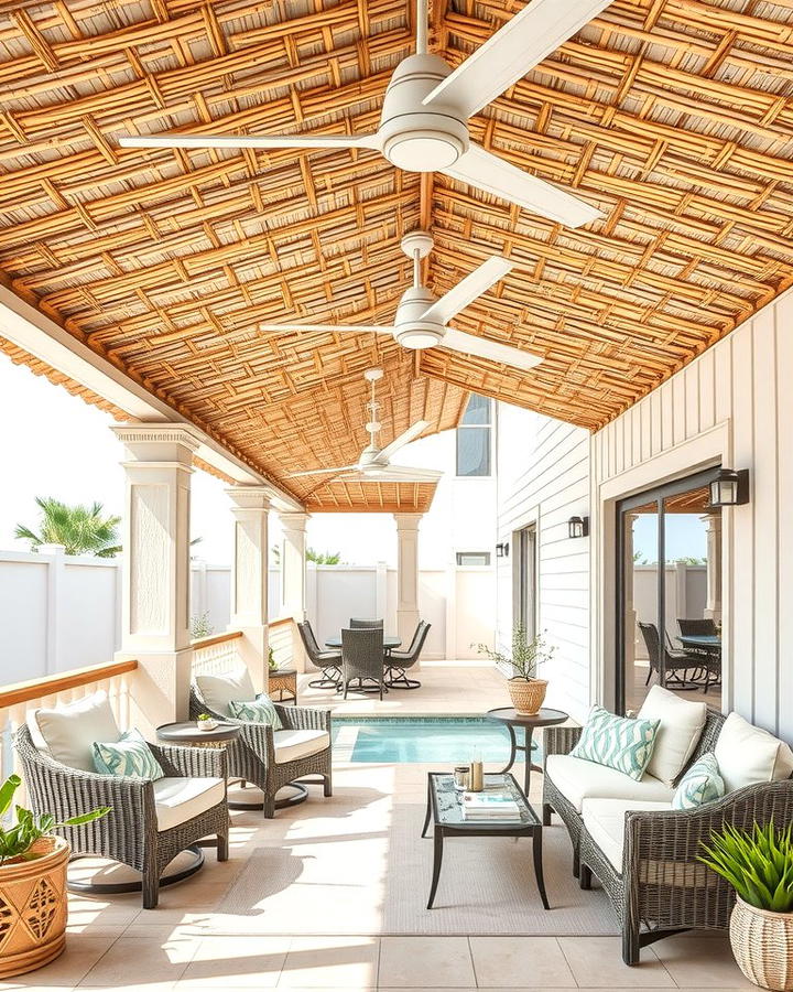 Woven Reed Ceiling - 25 patio ceiling ideas