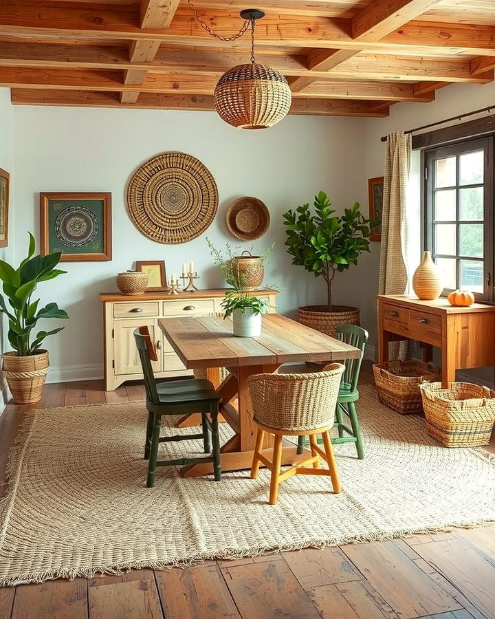 Woven Textures and Rugs - 30 Rustic Dining Room Ideas