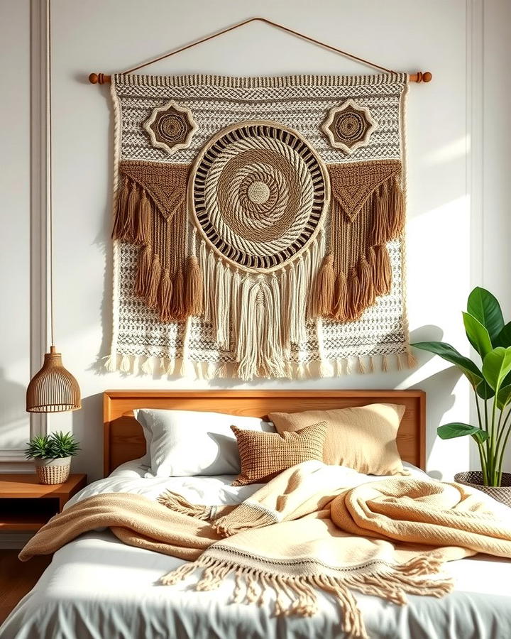 Woven Wall Hanging - 25 No Headboard Ideas