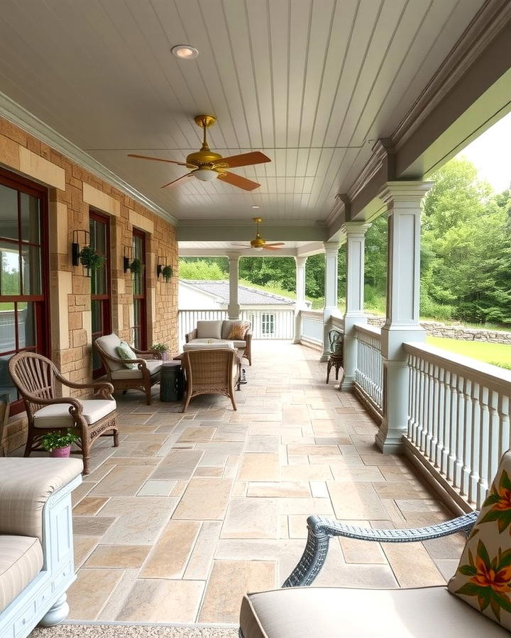 Wraparound Stone Porch - 25 Stone Porch Ideas