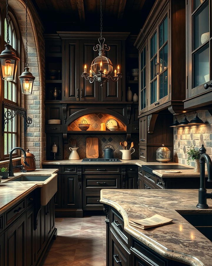 Wrought Iron Accents - 30 Gothic Kitchen Ideas