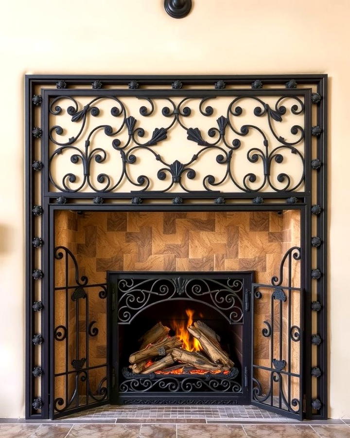 Wrought Iron Detailing - 25 Spanish Style Fireplace Ideas