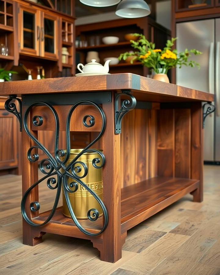 Wrought Iron Details - 25 Rustic Kitchen Island Ideas