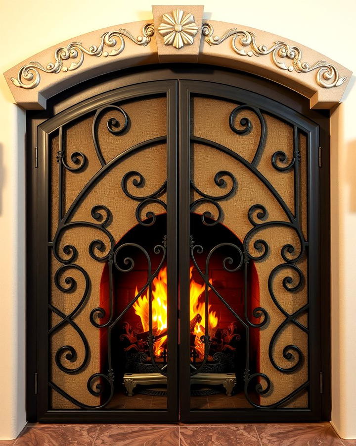 Wrought Iron Fireplace Doors - 25 Spanish Style Fireplace Ideas