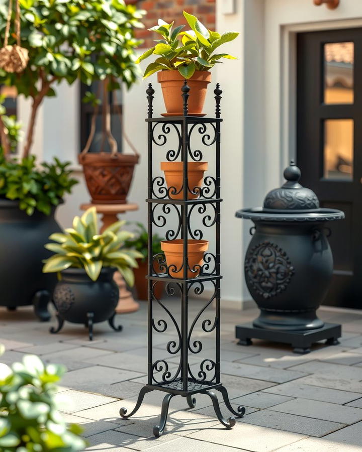 Wrought Iron Plant Stand - 25 Outdoor Plant Stand Ideas