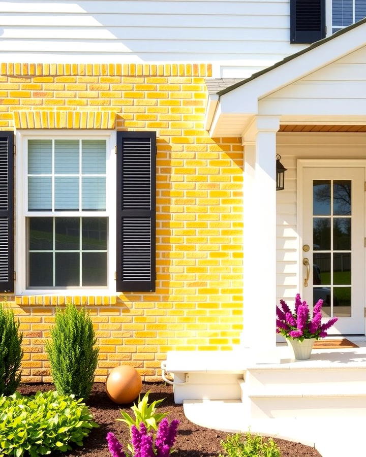 Yellow Brick with White Vinyl Siding - 25 Vinyl Siding and Brick Combinations