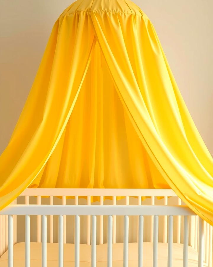 Yellow Canopy Over the Crib - 25 Yellow Nursery Ideas