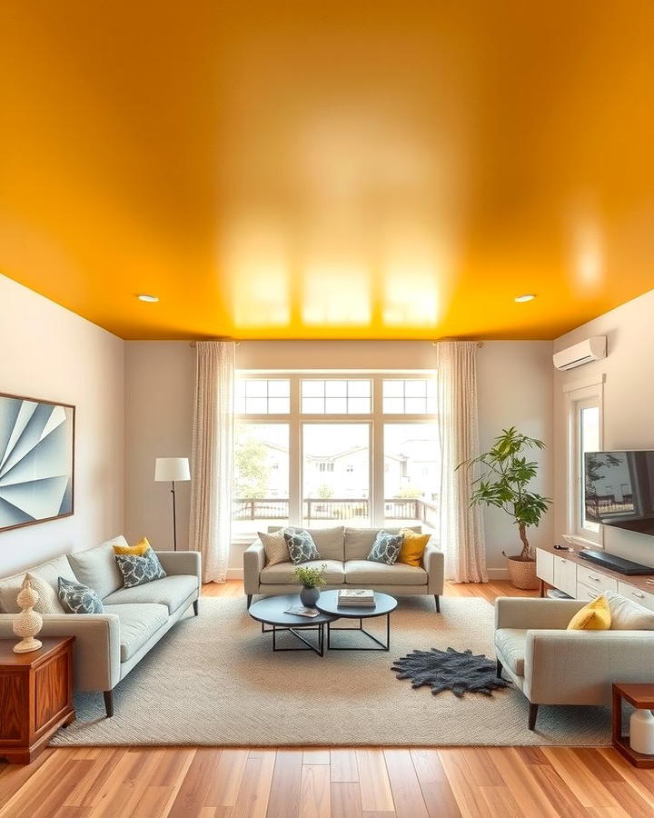 Yellow Ceiling for an Unexpected Twist - 25 Yellow Living Room Ideas