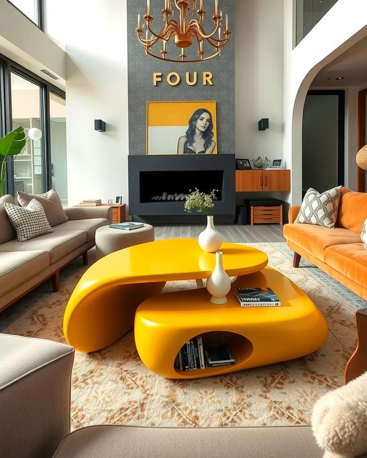 Yellow Coffee Table for a Unique Centerpiece - 25 Yellow Living Room Ideas