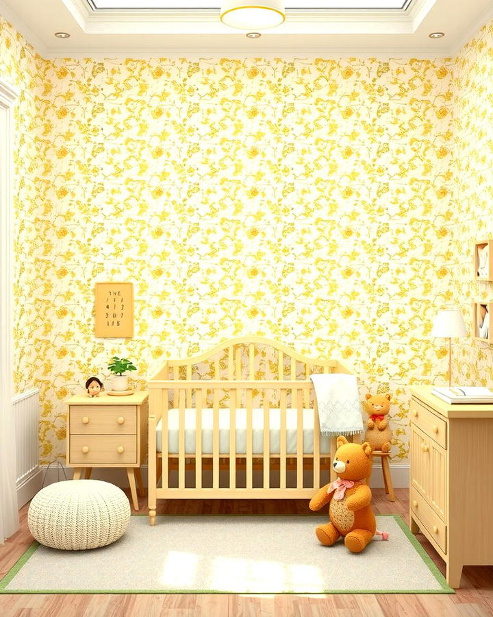 Yellow Floral Wallpaper - 25 Yellow Nursery Ideas