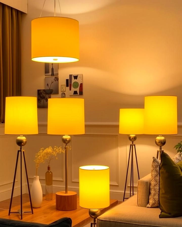 Yellow Lampshades for Subtle Illumination - 25 Yellow Living Room Ideas