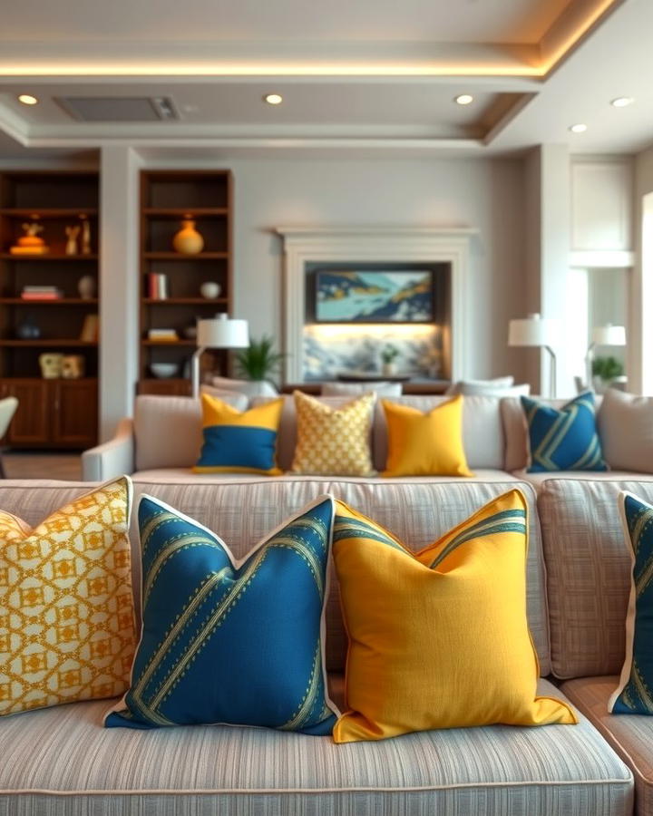 Yellow and Blue Accent Pillows - 25 Yellow and Blue Living Room Ideas