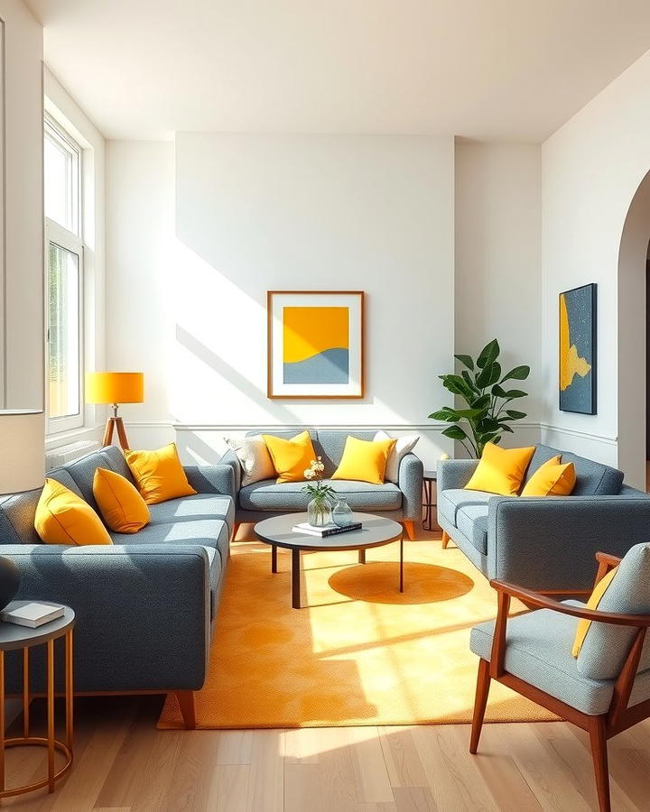 Yellow and Gray Color Scheme for Balance - 25 Yellow Living Room Ideas