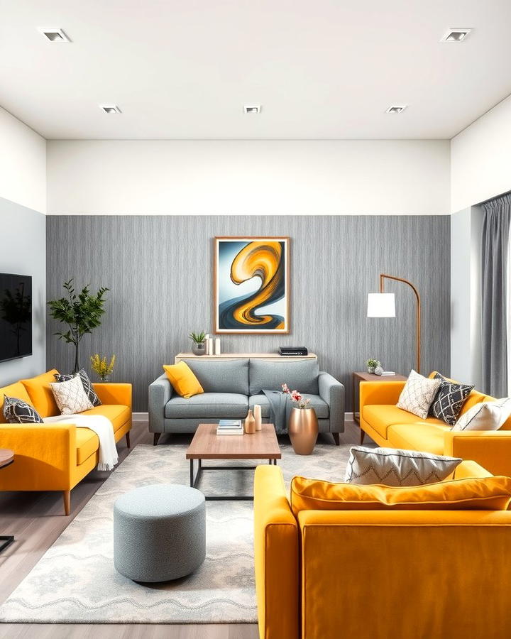 Yellow and Gray Furniture Pairings - 25 Yellow Living Room Ideas