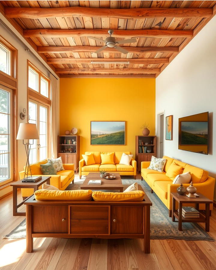 Yellow and Natural Wood Combinations - 25 Yellow Living Room Ideas