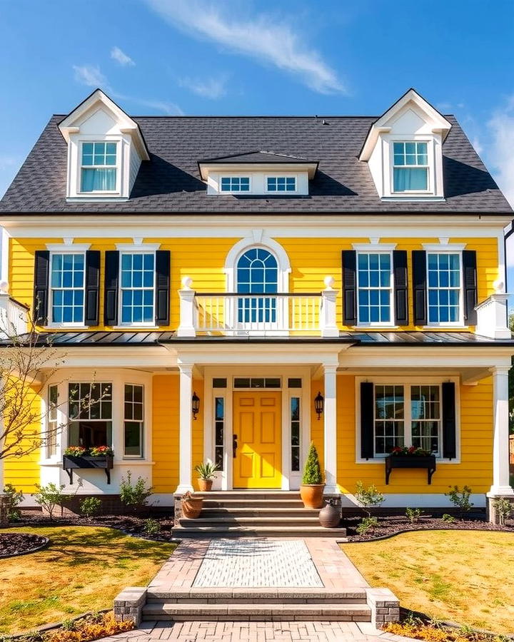 Yellow with White and Black Trim - 25 Yellow Exterior Home Ideas