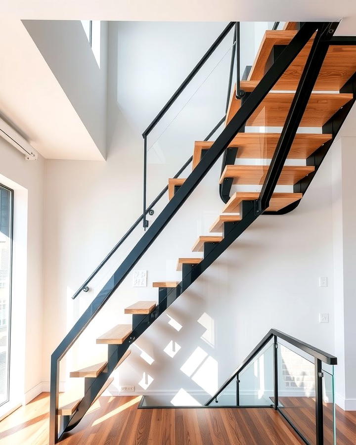 Zigzag Steel Stringer Design - 30 Open Staircase Ideas