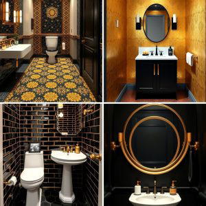 25 Luxurious Black and Gold Powder Room Ideas for Elegance