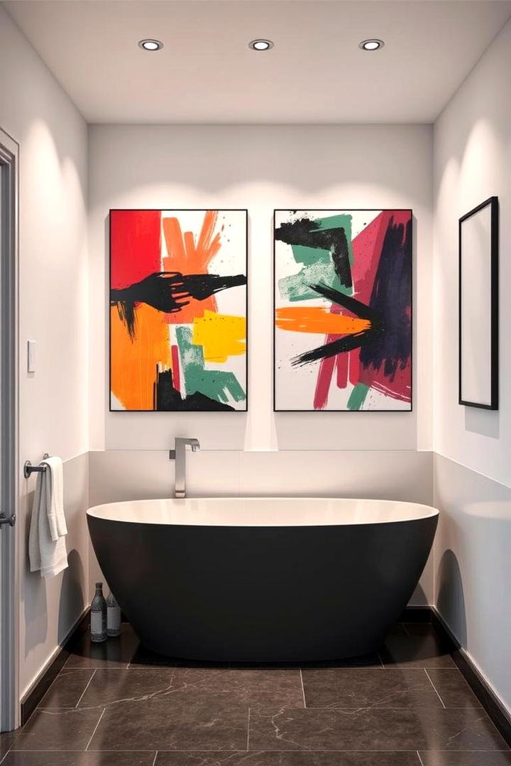 Abstract Art Panels - 30 Bathroom Wall Ideas