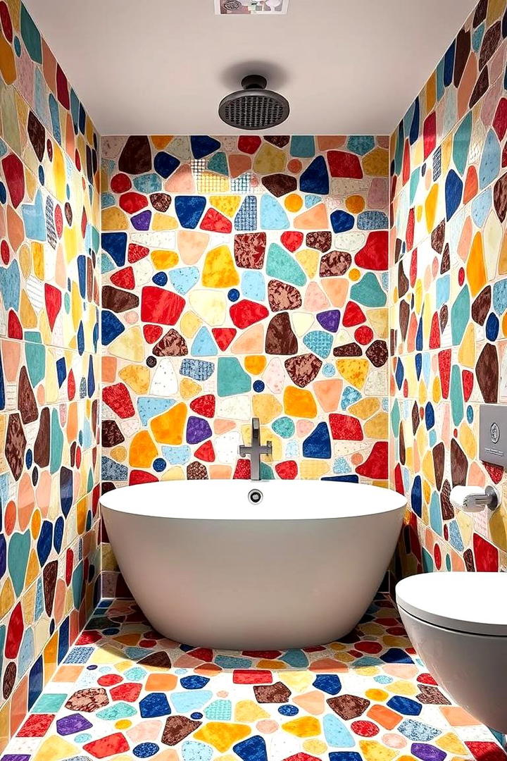 Abstract Mosaic Tiles - 30 Bathroom Art Ideas