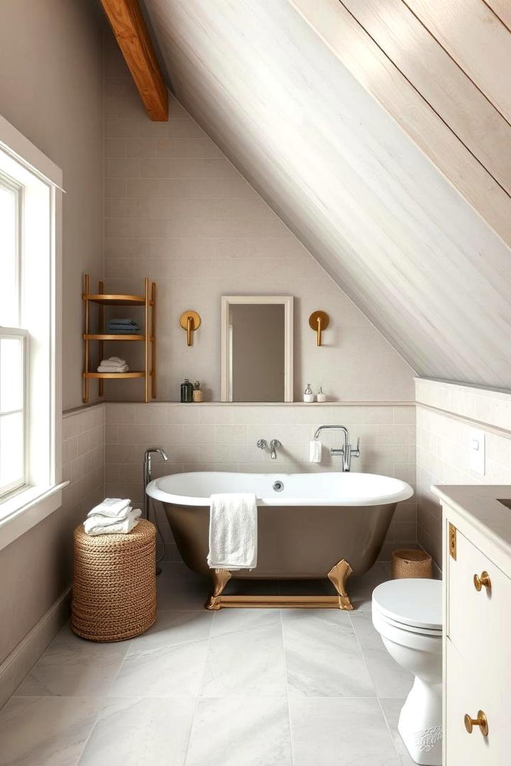 Accents of Metallic Finishes - 30 Attic Bathroom Ideas