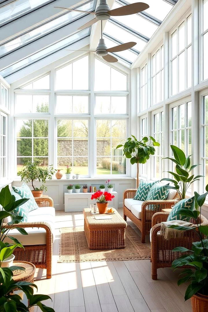 Airy Farmhouse Conservatory - 30 Farmhouse Sunroom Ideas