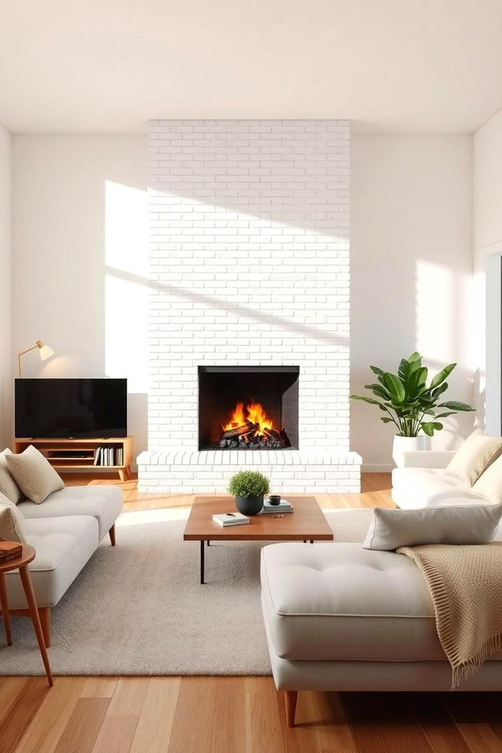 Airy White Brick Ambiance - 30 White Brick Fireplace Ideas