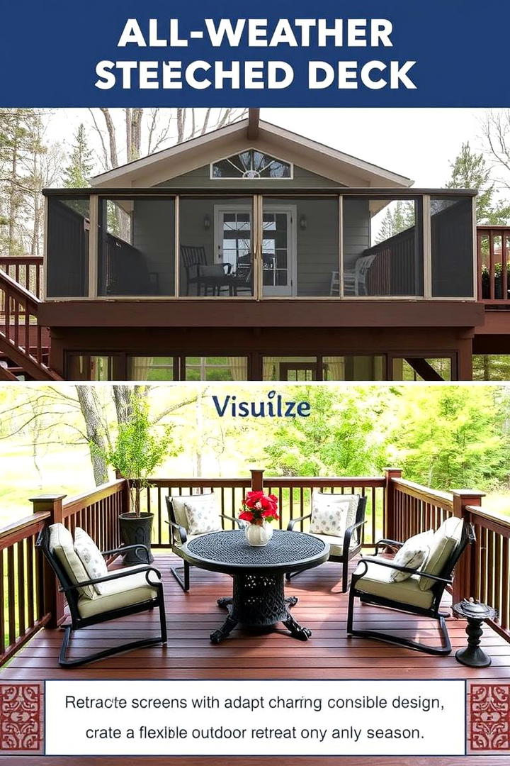 All Weather Screened Deck with Retractable Screens - 30 Screened-in Deck Ideas