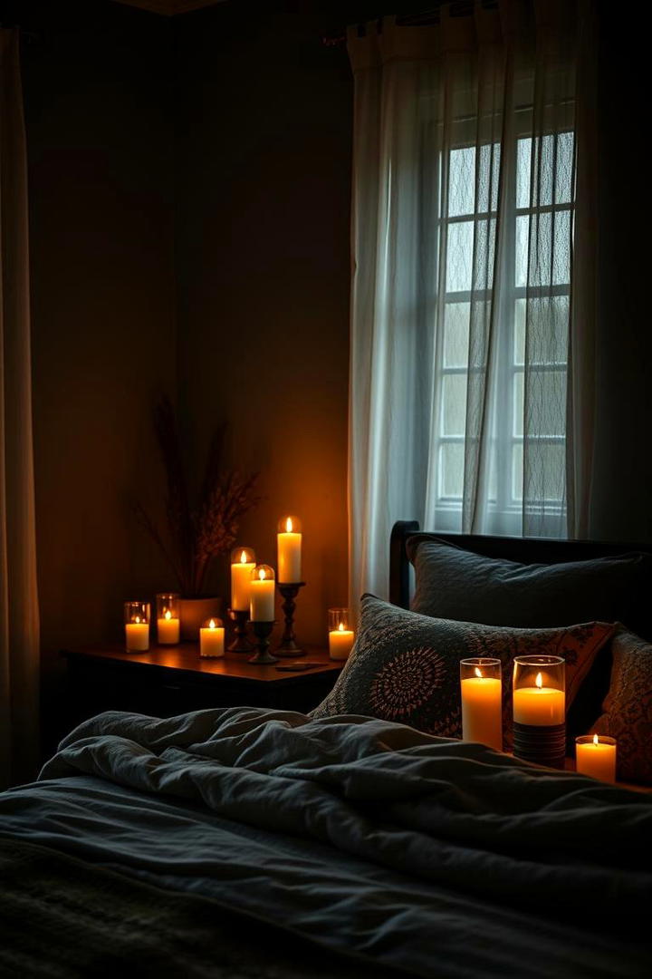 Ambient Candlelight Corners - 30 Dark Boho Bedroom Ideas