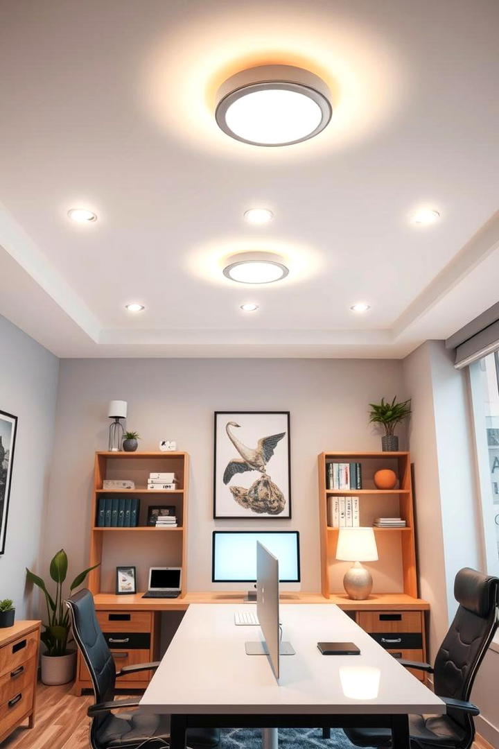 Ambient Ceiling Fixtures - 30 Home Office Lighting Ideas