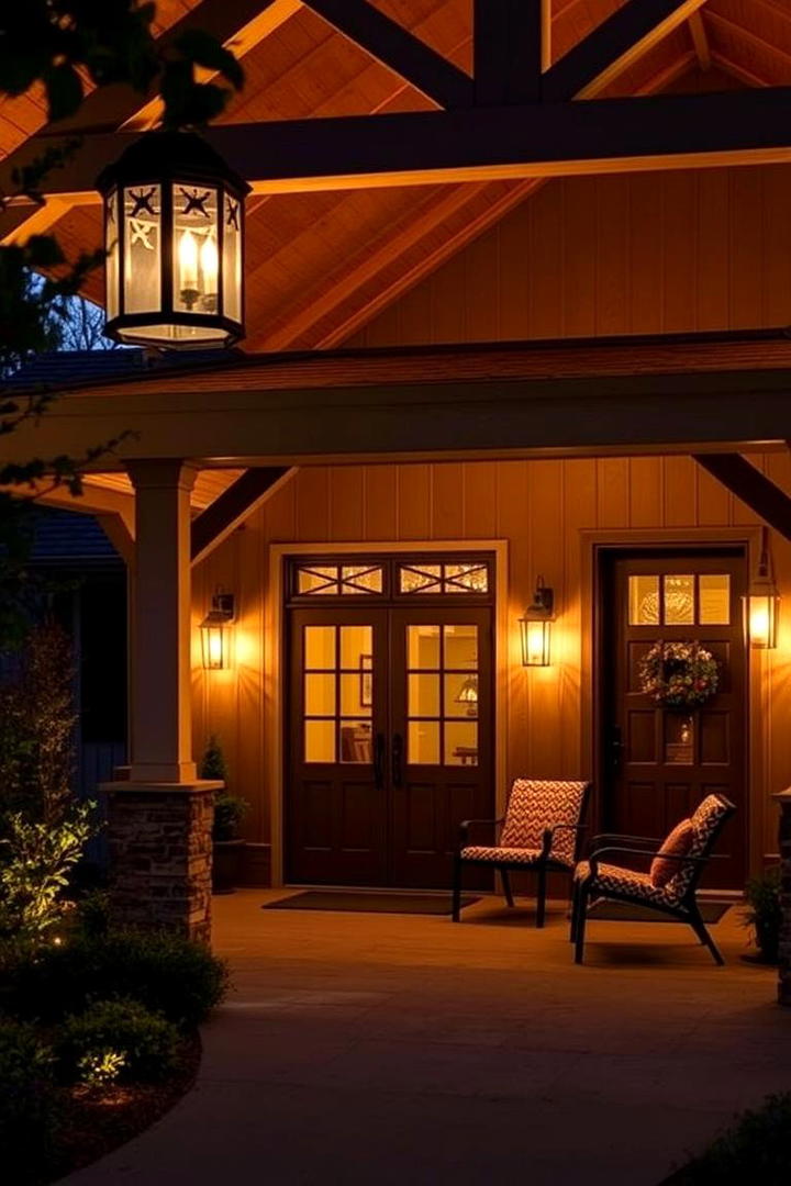 Ambient Lighting Fixtures - 30 Barndominium Front Porch Ideas