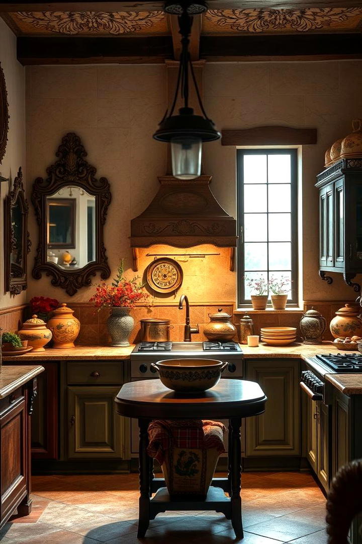 Antique Accents Display - 30 Tuscan Kitchen Design Ideas