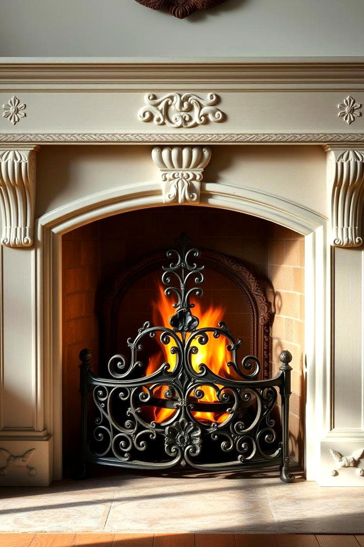 Antique Iron Grate Flair - 30 French Country Fireplace Ideas