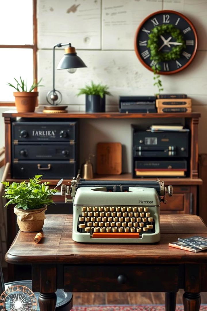 Antique Typewriter Decor - 30 Rustic Home Office Ideas