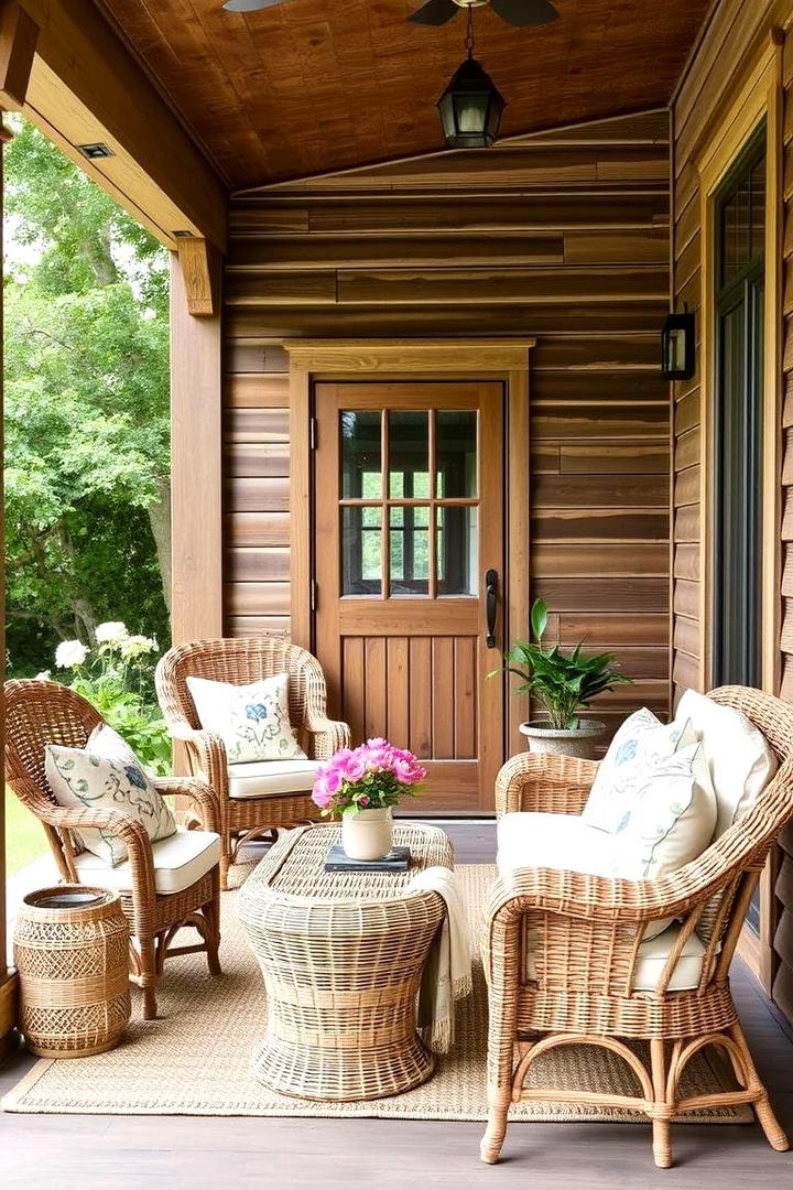 Antique Wicker Furniture Set Up - 30 Rustic Front Porch Ideas