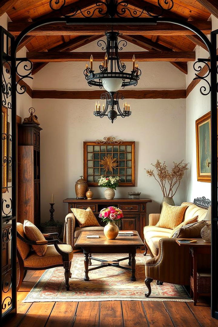 Antique Wrought Iron Details - 30 Small Rustic Living Room Ideas