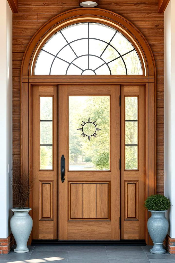 Arched Glass Insert Door - 30 Farmhouse Front Door Ideas