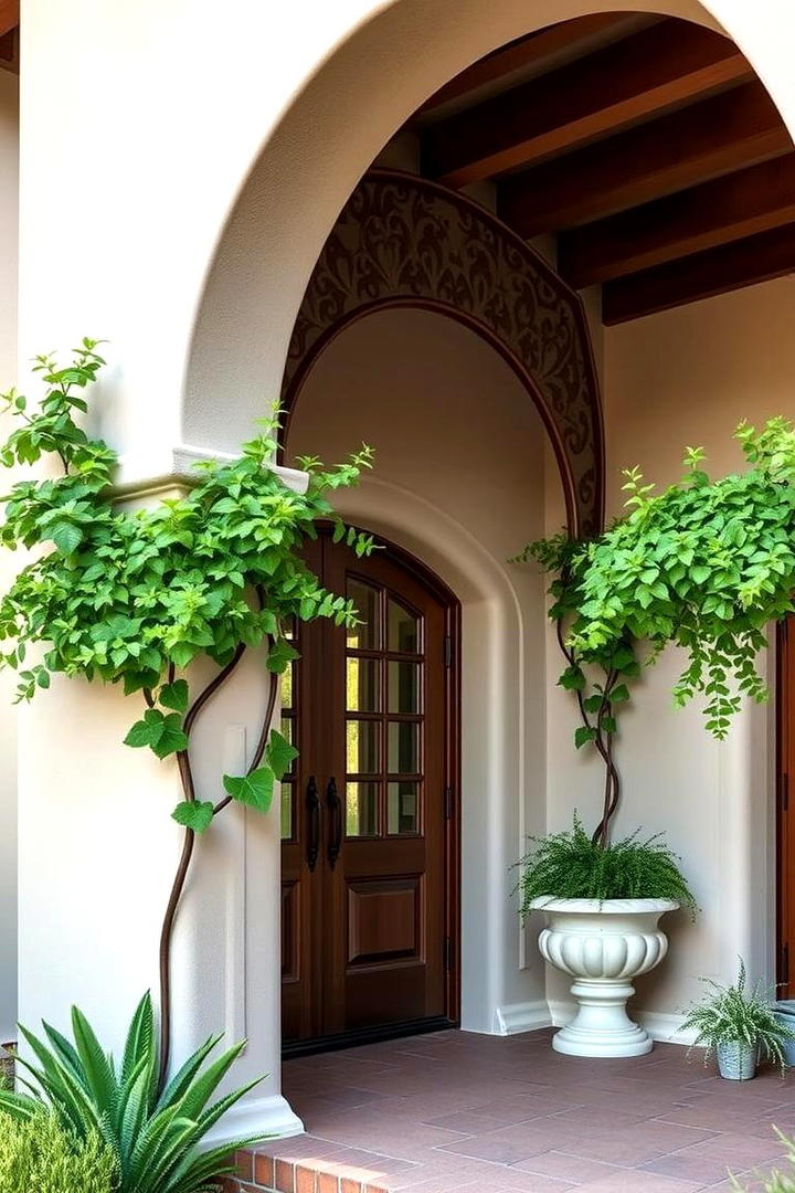 Arched Trellis Accents - 30 spanish style front porch ideas